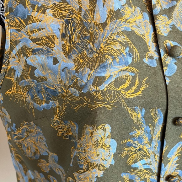 Lafayette 148 New York Olive Floral Sleeveless Silk Top Size Medium - Picture 4 of 10